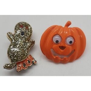 Vintage set of 2 Halloween ghost & Jack O Lantern pin